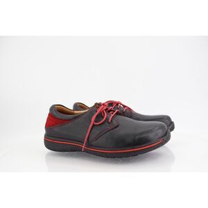 Alegria Alex Oxford Men's 43 9.5 Black Red Leather Lace up Casual Comfort Shoes